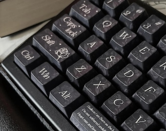 Jet Black Rose Keycaps | Cherry Profile Keycap Set | PBT Material | Keycaps For MX Switch | GMk Clone Artisan Keycap Set