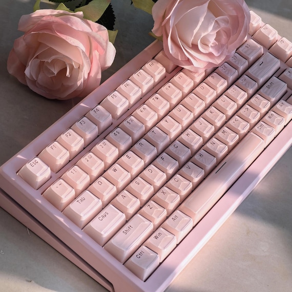 Pink Jelly Keycaps | OEM Profile Translucent Keycap Set | PBT+ PC Material | Keycaps For mx Switch | GMk Clone Artisan Keycap Set
