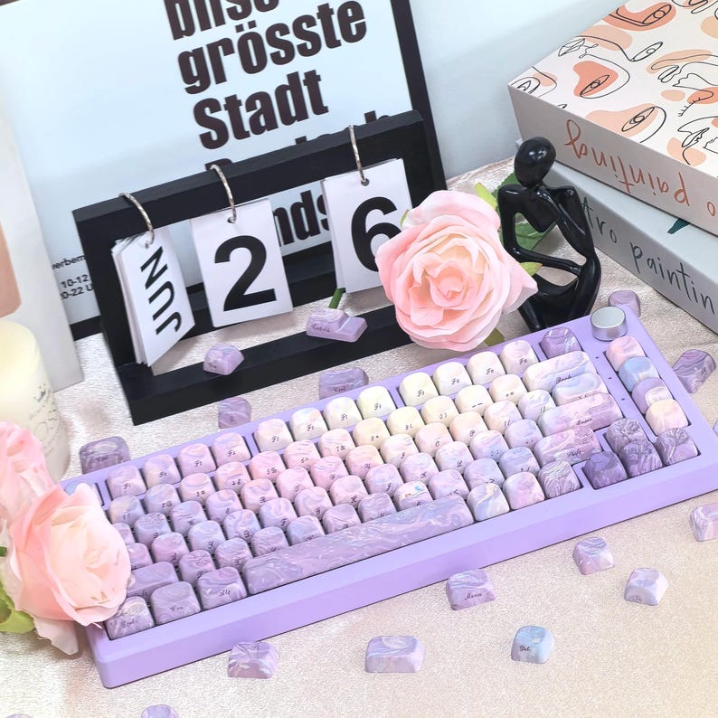 Fall Key Caps Mermaid Fall Theme Purple Keycaps | Cherry or Moa Profile Keycap Set ...