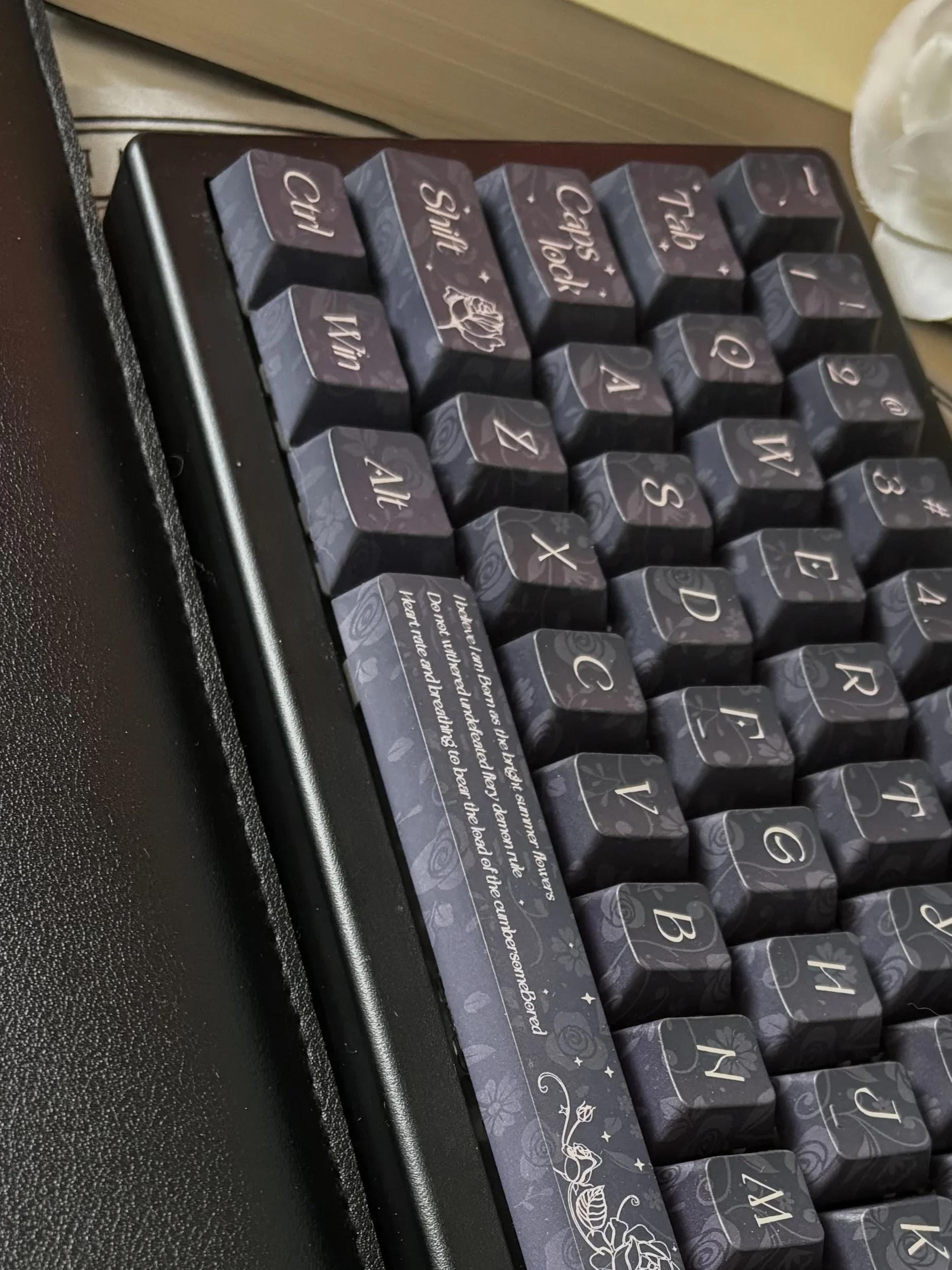 Jet Black Rose Keycaps | Cherry Profile Keycap Set | PBT Material ...