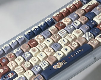 Koffiepuppy-keycaps | MOA-profielsleuteldoppenset | PBT-materiaal | Anime-toetsen voor MX-schakelaar | GMk Clone Artisan toetsenset