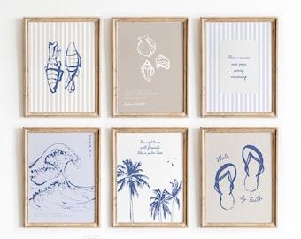 Coastal Christian Wall Art Set of 6: Beach House Scripture Prints (Digital Download)