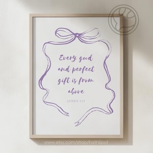 Purple Bow Nursery Coquette Wall Art Purple Christian Art Scripture Poster