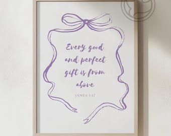 Arte delle Scritture con fiocco viola: decorazioni per la cameretta cristiana (download digitale)