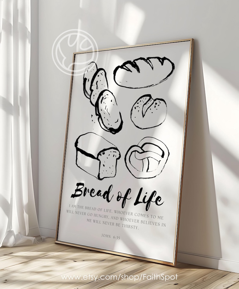 Bread of Life Print Christian Wall Art Kitchen Decor Digital Scripture ...