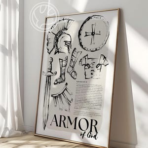 Rüstung Gottes Schrift Wandkunst Taufe Geschenk Schild des Glaubens Bibel Vers Christliches Poster Epheser 6:10 Bild 2