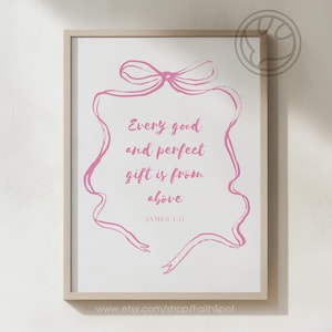 Pink Bow Nursery Coquette Wall Art Pink Christian Art Scripture Poster