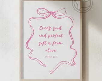 Stampa con Scritture Pink Bow: Coquette Nursery Wall Art (download digitale)