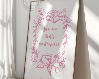Corona di fiori rosa per la cameretta dei bambini Poster di conferma Capolavoro di Dio Efesini 2:10