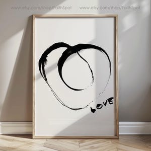 Heart Wall Art - Gift For Her Love Art Print Aesthetic Wall Decor Minimalist Valentines Wall Art