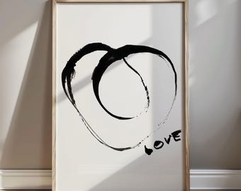 Abstract Heart Art Print: Minimalist Valentine's Decor (Digital Download)