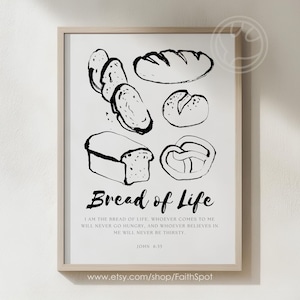 Brot des Lebens Print Christian Wandkunst Küchendekor Digitale Schriftkunst