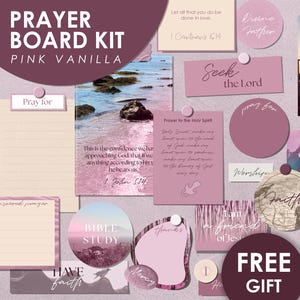Kit de quadro de oração em rosa baunilha, colagem cristã moderna estética, cartão com versículos bíblicos, cartões de oração para imprimir para meninas, orações atendidas