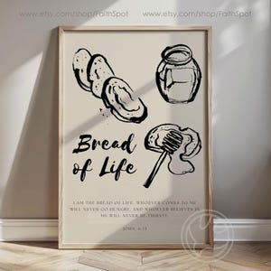 Brot des Lebens Print Christian Wandkunst Küchendekor Digitale Schriftkunst