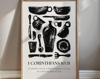 Christelijke keukenafdruk, servieskunst, 1 Korintiërs 10:31 (digitale download)