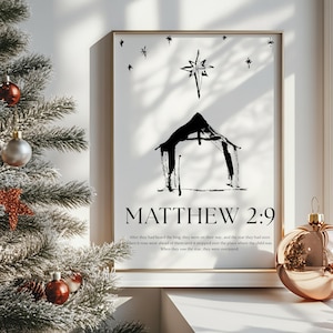 Impresión de la Natividad Decoración navideña para el hogar, la Estrella de Belén Niño Jesús en el Arte de la Pared del Gerente Tarjeta de Navidad Cristiana Mateo 2:9