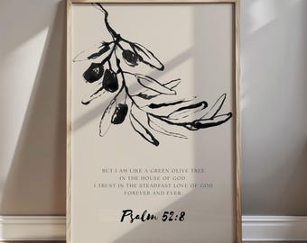 Poster Psalm 52 olijfboom christelijke muurkunst moderne schrift