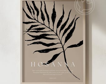 Hosanna Wall Art Palm Sunday Decor Botanical Poster Modern Christian Art