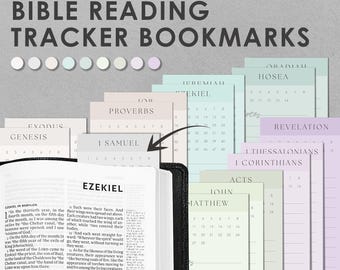 Bible Reading Tracker Bookmarks in Pastel Colors, Printable Tabs for Bible Study, Instant Download