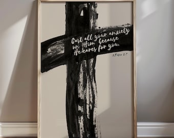 Heiliges Kreuz Kunst Bibel Vers Druck Jesus Wandkunst Minimalist Christian Home Decor