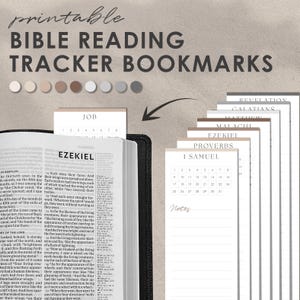 Zakładki do śledzenia czytania Biblii w neutralnych kolorach, zakładki do druku do studiowania Biblii, natychmiastowe pobieranie