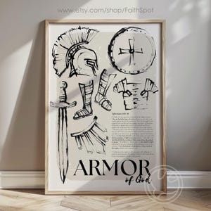 Rüstung Gottes Schrift Wandkunst Taufe Geschenk Schild des Glaubens Bibel Vers Christliches Poster Epheser 6:10 Bild 5