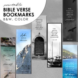 Printable Bible Verse Bookmarks, Set of 8 Unique Scripture Bookmarks with High-Quality Images