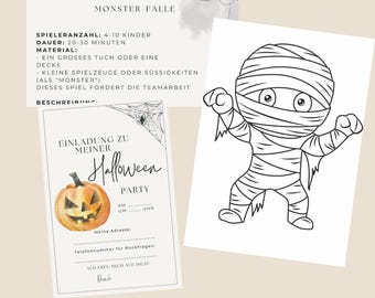 Halloween, children's birthday, Halloween party, board game, children's party, games, DIY, invitation, invitation cards, invitations, PDF