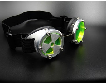 cybergoth cyber punk industrial machined panzer goggles - burning man by night !