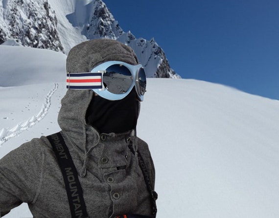 Snowboarding Snow GOGGLES, Ski Mask, Zero Plastic, Sky Blue Luxury