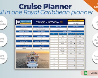 Planificador de Royal Caribbean / Planificador de cruceros / Organizador de cruceros / Lista de equipaje para cruceros / Hoja de cálculo de vacaciones / Lista de verificación de cruceros / Planificador diario
