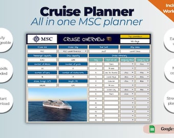 MSC planner | Cruise planner | Cruise organizer | Cruise packing list | Vacation spreadsheet | Cruise checklist | Daily planner | MSC Cruise