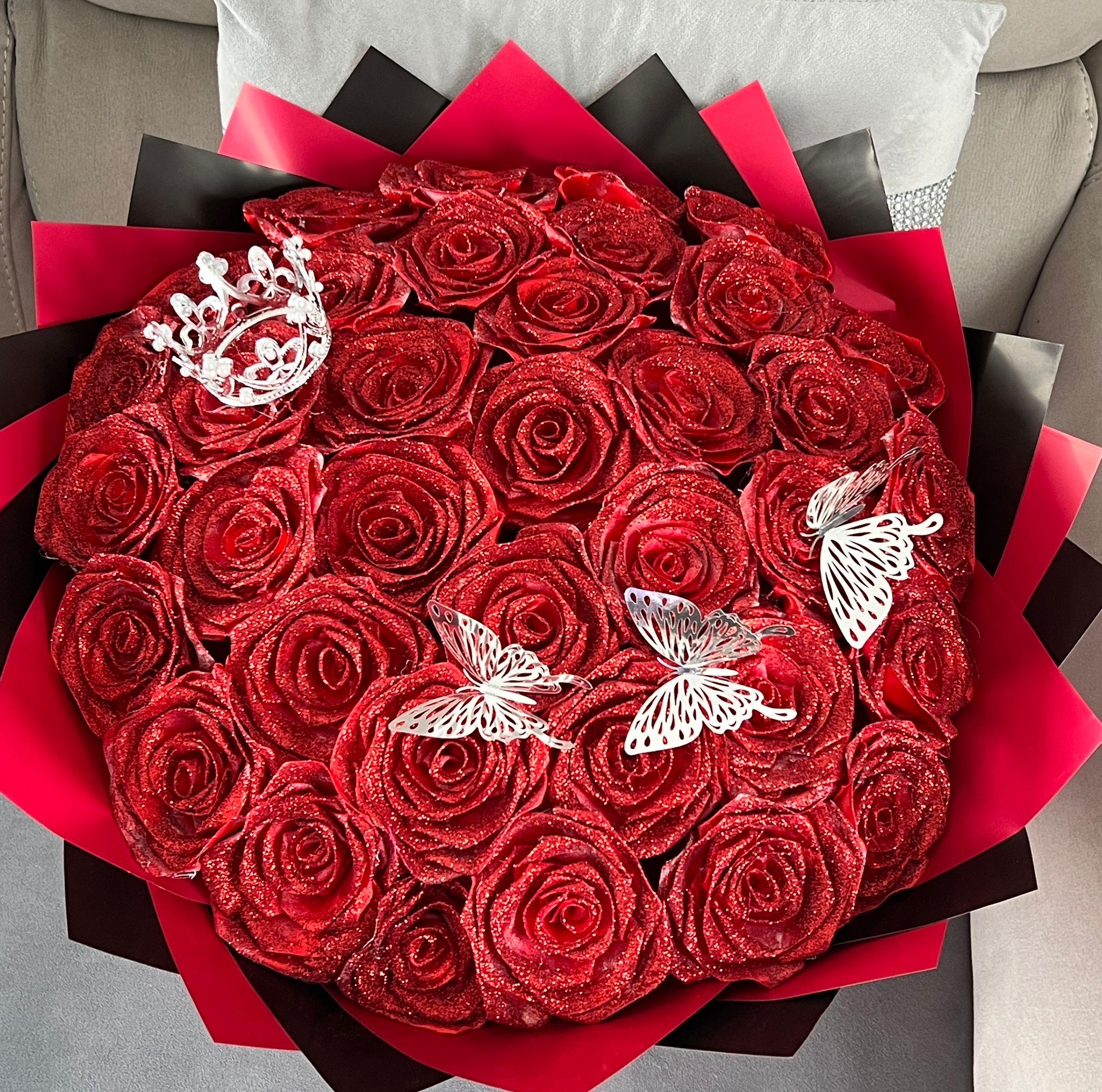 Eternal Glitter Rose Bouquet Red / Happy Birthday - Etsy