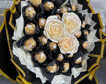 chocolate bouquet- lindor and ferrero rocher mix - beige rose