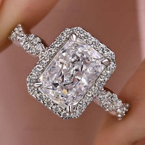Radiant Cut Engagement Ring, Radiant Cut Moissanite Engagement Ring, 2.50 Ct Radiant Cut Wedding Ring  Radiant Cut Solitaire Promise Ring.