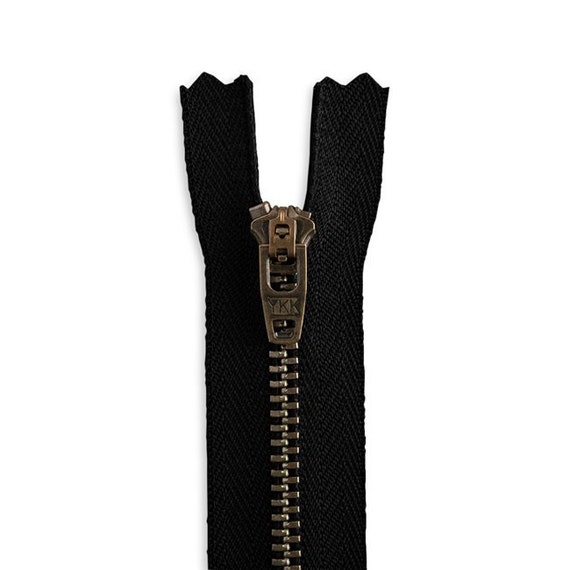 YKK #4.5 Antique Brass Pants Zipper (1 Zipper per Pack) Closed