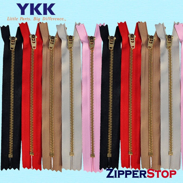 11 " Brass Zipper YKK Pants # 4 1/2 with YKK locking slider - Select Color~ZipperStop Wholesale Authorized Distributor YKK®