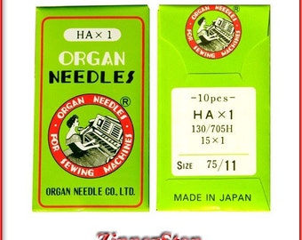 Agulhas para máquina de costura Organ, tamanho 75/11 HA x 1 (10 unidades)