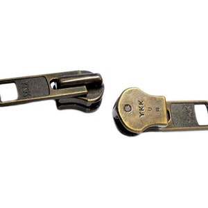 YKK ジッパー修理キット アンティーク真鍮製メタルスライダー＆ストッパー 32個 画像 6