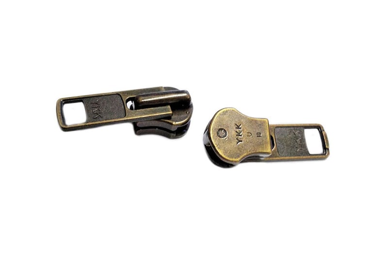 YKK ジッパー修理キット アンティーク真鍮製メタルスライダー＆ストッパー 32個 画像 6