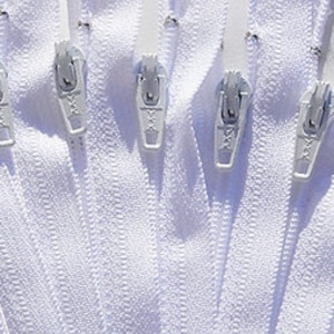 7&quot; WHOLESALE  ykk ZIPPERS- 7 Inch White Twelve Zippers ykk   Color 501 Closed End~ZipperStop Wholesale Authorized Distributor YKK®