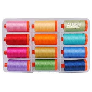 Aurifil Designer Collections Piece and Quilt Colors Thread Kit 12 LARGE SPOOLS COTTON 50WT 12 Colors 100% Cotton (1422 Yds Each)
