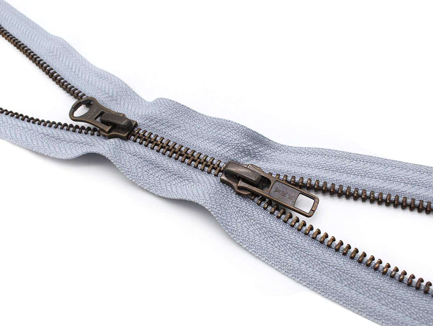 Cremallera YKK #5 de latón envejecido, doble, bidireccional, de metal, de peso medio, con separación de chaqueta, fabricada en los Estados Unidos, elige longitud de 4 a 36 pulgadas, color