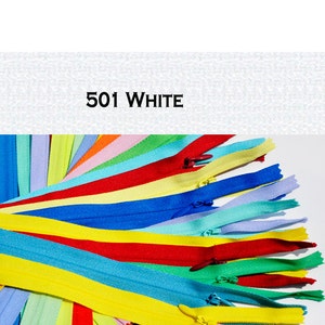 Fermeture à glissière invisible YKK - 24 pouces blanche, fond fermé (10 pièces)