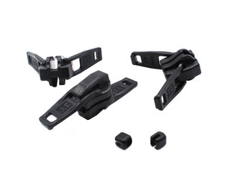 Kit de reparación de cremalleras YKK #10 Vislon: 3 juegos de deslizadores moldeados de alta resistencia y topes de presión.