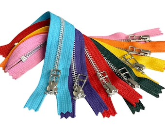 YKK 9" #5 Aluminum Metal Zipper with Bell Pull - USA Made (5 pack)