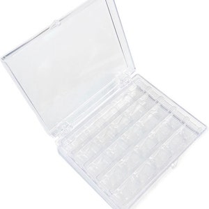 Sale 3 Boxes of Sewing Machine Bobbins Box Clear, 25 Slots Empty Bobbins Spools Box, Sewing Craft Plastic Size 5&quot; L x 4-1/8&quot; W x 1 1/8&quot; H