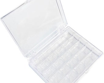 Scatola porta-bobine per macchina da cucire, organizer in plastica trasparente, 25 scomparti (3 scatole)