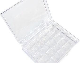 Sale 3 Boxes of Sewing Machine Bobbins Box Clear, 25 Slots Empty Bobbins Spools Box, Sewing Craft Plastic Size 5" L x 4-1/8" W x 1 1/8" H