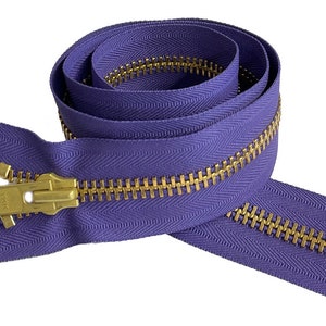 YKK 10 5 to 36 Golden Brass Metal Extra Heavy Duty Separating Coat Jacket Zippers Made in The United States Choose Colors Length 559w - Purple